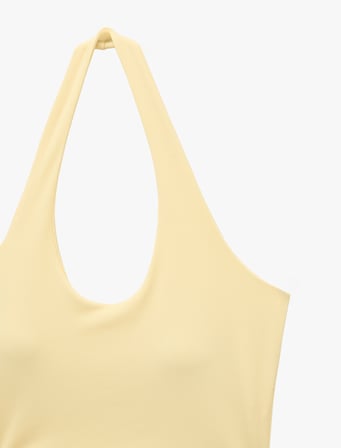 Slim Fit Sırtı Açık Halter Yaka Kolsuz Spor Atlet