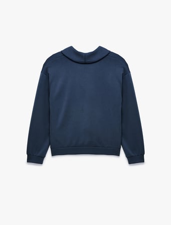Modal Kumaş Regular Fit V Yaka Uzun Kollu Sweatshirt