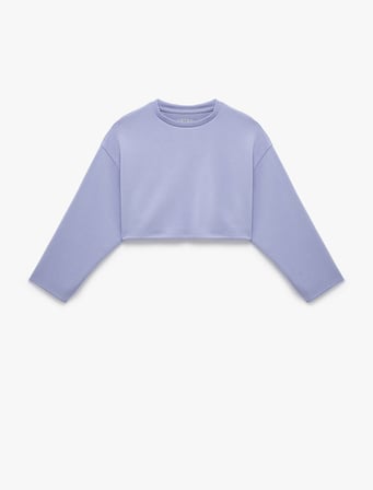 Uzun Kollu Bisiklet Yaka Spor Crop Sweatshirt