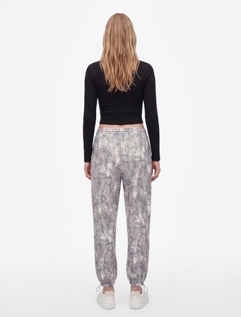 Beli Bağcıklı Cepli Soyut Baskılı Rahat Kalıp Balon Fit Jogger Eşofman Altı