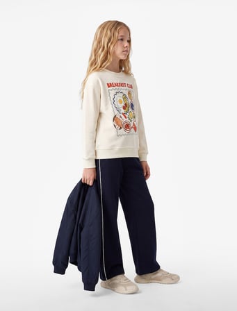 Uzun Kollu Bisiklet Yaka Baskılı Sweatshirt