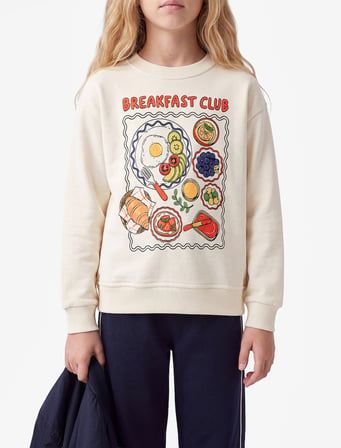 Uzun Kollu Bisiklet Yaka Baskılı Sweatshirt