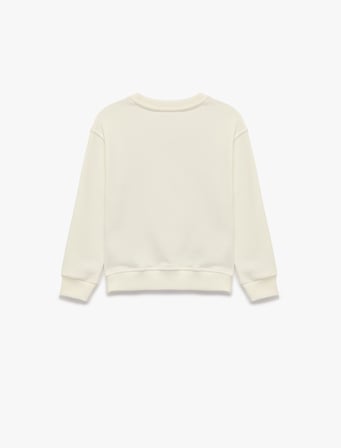 Uzun Kollu Bisiklet Yaka Baskılı Sweatshirt