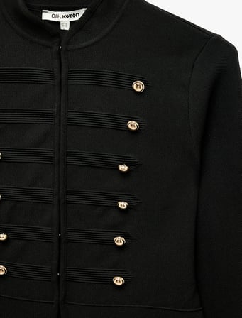 Mandarin Yaka Süslü Düğmeli Napolyon Kapama Military Hırka