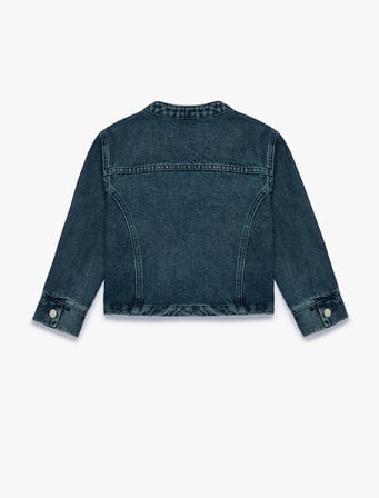 Napolyon Kapama Detaylı Pamuklu Dik Yaka Denim Gömlek Ceket