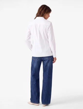 Regular Fit Pamuklu Bağlama Detaylı Uzun Kollu Poplin Gömlek