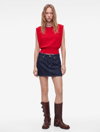 Normal Bel Cepli Pamuklu Mini Denim Şort Etek