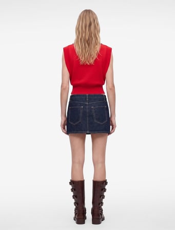 Normal Bel Cepli Pamuklu Mini Denim Şort Etek