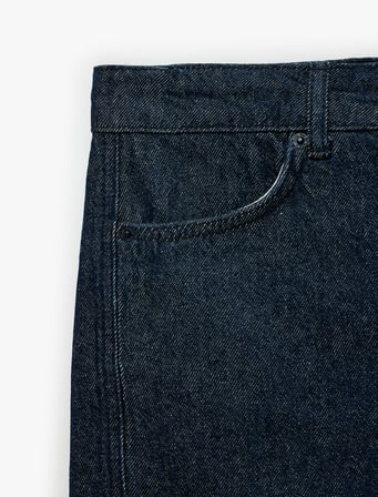 Pamuklu Rahat Kalıp Cepli Denim Şort Etek