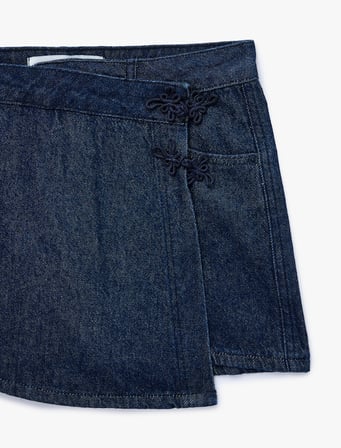 Pamuklu Rahat Kalıp Cepli Denim Şort Etek