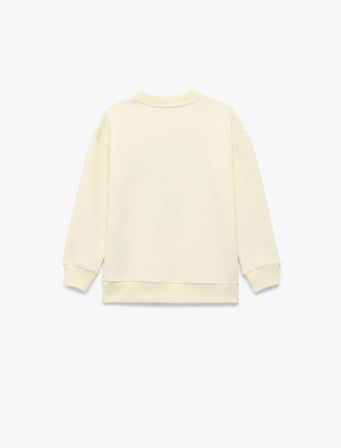 Futbol Baskılı Şardonlu Bisiklet Yaka Uzun Kollu Sweatshirt