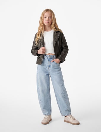 Barrel Denim Pantolon Cep Detaylı Bol Kesim Pamuklu