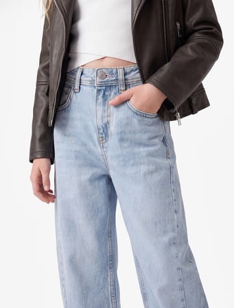 Barrel Denim Pantolon Cep Detaylı Bol Kesim Pamuklu