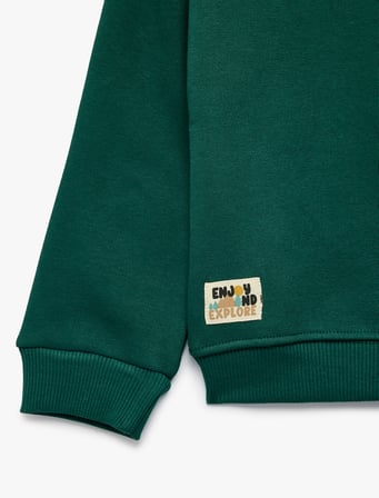 Şardonlu Dik Yaka Yarım Fermuarlı Uzun Kollu Oversize Sweatshirt