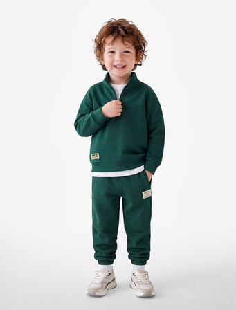 Şardonlu Dik Yaka Yarım Fermuarlı Uzun Kollu Oversize Sweatshirt