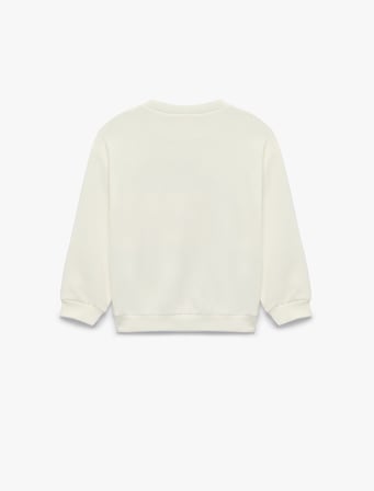 Uzun Kollu Üç İplik Bisiklet Yaka Ayıcık Baskılı Sweatshirt