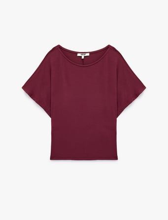 Rahat Kesim Kayık Yaka Yarasa Kol Modal Pijama Üstü