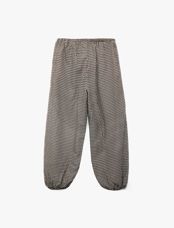 Balon Kesim Beli Lastikli Kareli Pijama Altı
