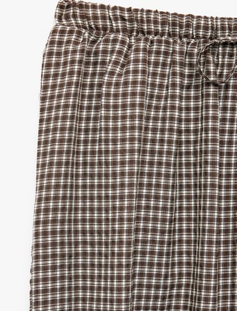 Balon Kesim Beli Lastikli Kareli Pijama Altı