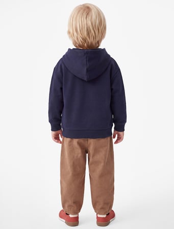 Baskılı Uzun Kollu Şardonlu Fermuarlı Kapşonlu Sweatshirt