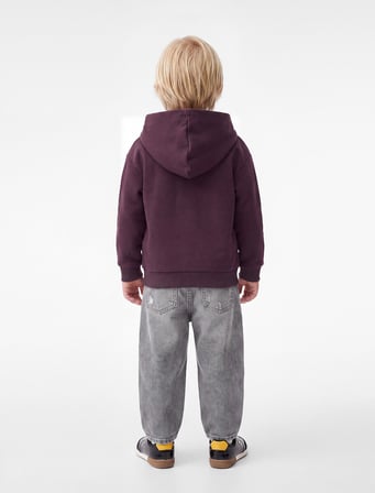 Baskılı Uzun Kollu Şardonlu Fermuarlı Kapşonlu Sweatshirt