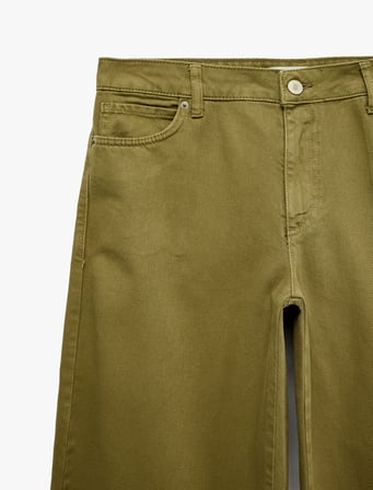 Pamuklu Rahat Kalıp Cepli Normal Bel Düz Paça Balon Fit Barrel Pantolon