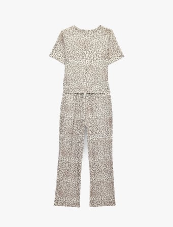Leopar Desenli Kısa Kollu Pijama Takımı