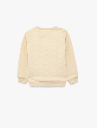 Yıldız Baskılı Bisiklet Yaka Uzun Kollu Sweatshirt