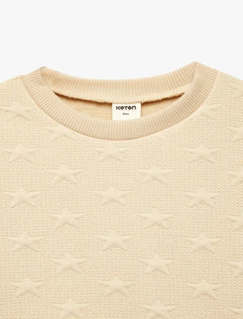 Yıldız Baskılı Bisiklet Yaka Uzun Kollu Sweatshirt