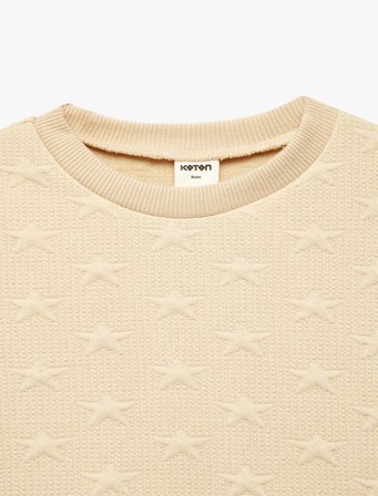 Yıldız Baskılı Bisiklet Yaka Uzun Kollu Sweatshirt