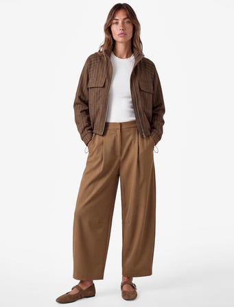 Regular Fit Pile Detaylı Cepli Barrel Kesim Pantolon
