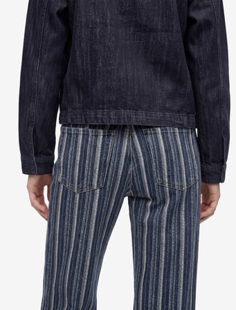 Pamuklu Normal Bel Cepli Uzun Düz Paça Çizgili Denim Pantolon - Straight Fit Jean