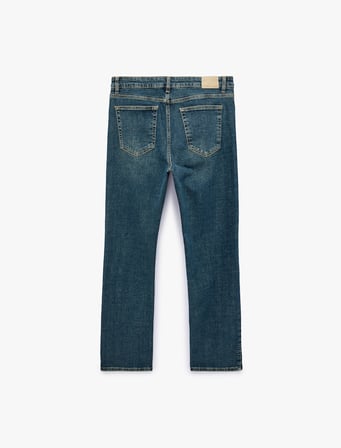Normal Bel Cepli Pamuklu Straight Jean Pantolon - Mark Jean