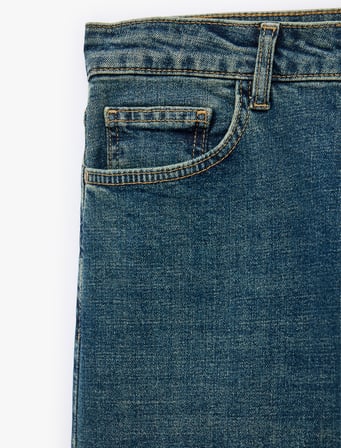Normal Bel Cepli Pamuklu Straight Jean Pantolon - Mark Jean