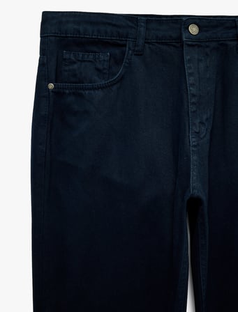 Cepli Normal Bel Pamuklu Vintage Straight Fit Jean Pantolon