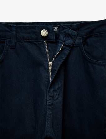 Cepli Normal Bel Pamuklu Vintage Straight Fit Jean Pantolon