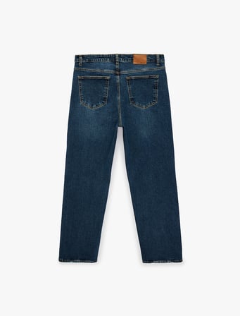 Normal Bel Rahat Kalıp Cepli Pamuklu Baggy Jean Pantolon