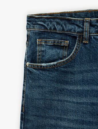 Normal Bel Rahat Kalıp Cepli Pamuklu Baggy Jean Pantolon