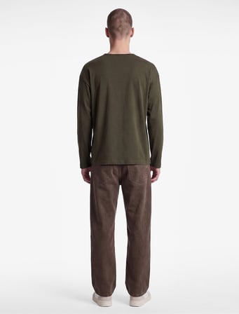 Pamuklu Uzun Kollu Oversize Düğmeli Henley Yaka Sweatshirt