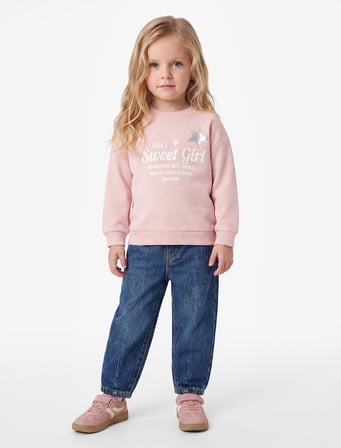 Baskılı Uzun Kollu Bisiklet Yaka Şardonlu Sweatshirt