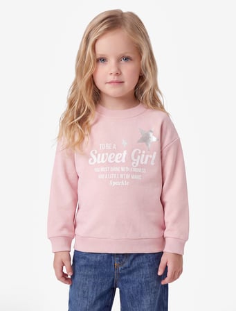 Baskılı Uzun Kollu Bisiklet Yaka Şardonlu Sweatshirt