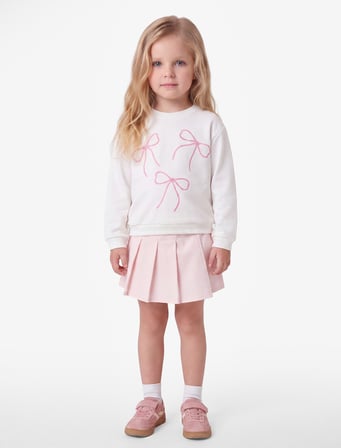 Fiyonk Nakışlı Uzun Kollu Bisiklet Yaka Şardonlu Sweatshirt