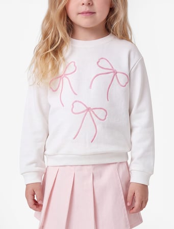 Fiyonk Nakışlı Uzun Kollu Bisiklet Yaka Şardonlu Sweatshirt
