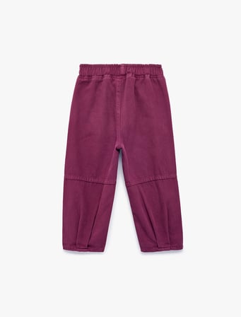 Cepli Düz Paça Beli Lastikli Pantolon