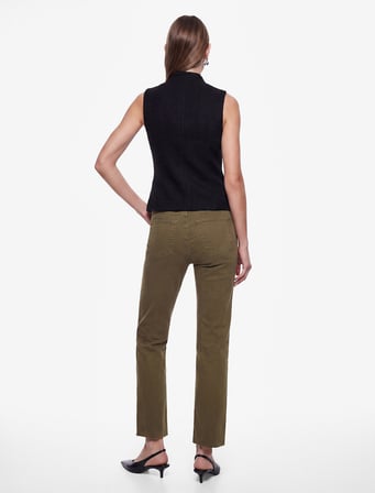 Pamuklu Dar Kalıp Düğmeli Cepli İspanyol Paça Crop Jean Pantolon -  Kick Flare Jeans