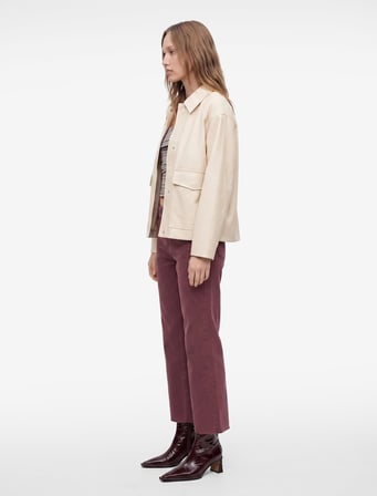Pamuklu Dar Kalıp Düğmeli Cepli İspanyol Paça Crop Jean Pantolon -  Kick Flare Jeans