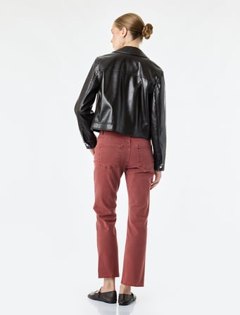 Pamuklu Dar Kalıp Düğmeli Cepli İspanyol Paça Crop Jean Pantolon -  Kick Flare Jeans
