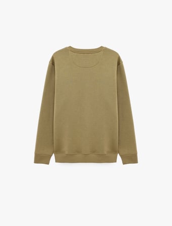 Uzun Kollu Üç İplik Şardonlu Bisiklet Yaka Baskılı Sweatshirt