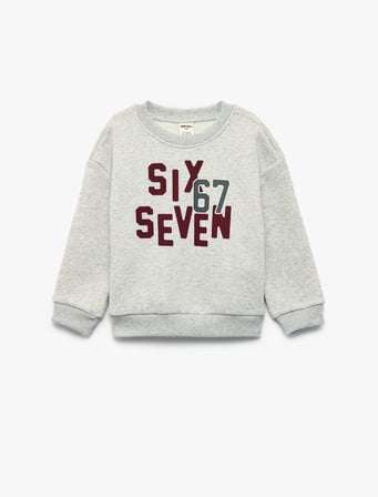 Baskılı Uzun Kollu Bisiklet Yaka Oversize Sweatshirt