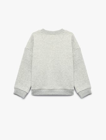 Baskılı Uzun Kollu Bisiklet Yaka Oversize Sweatshirt